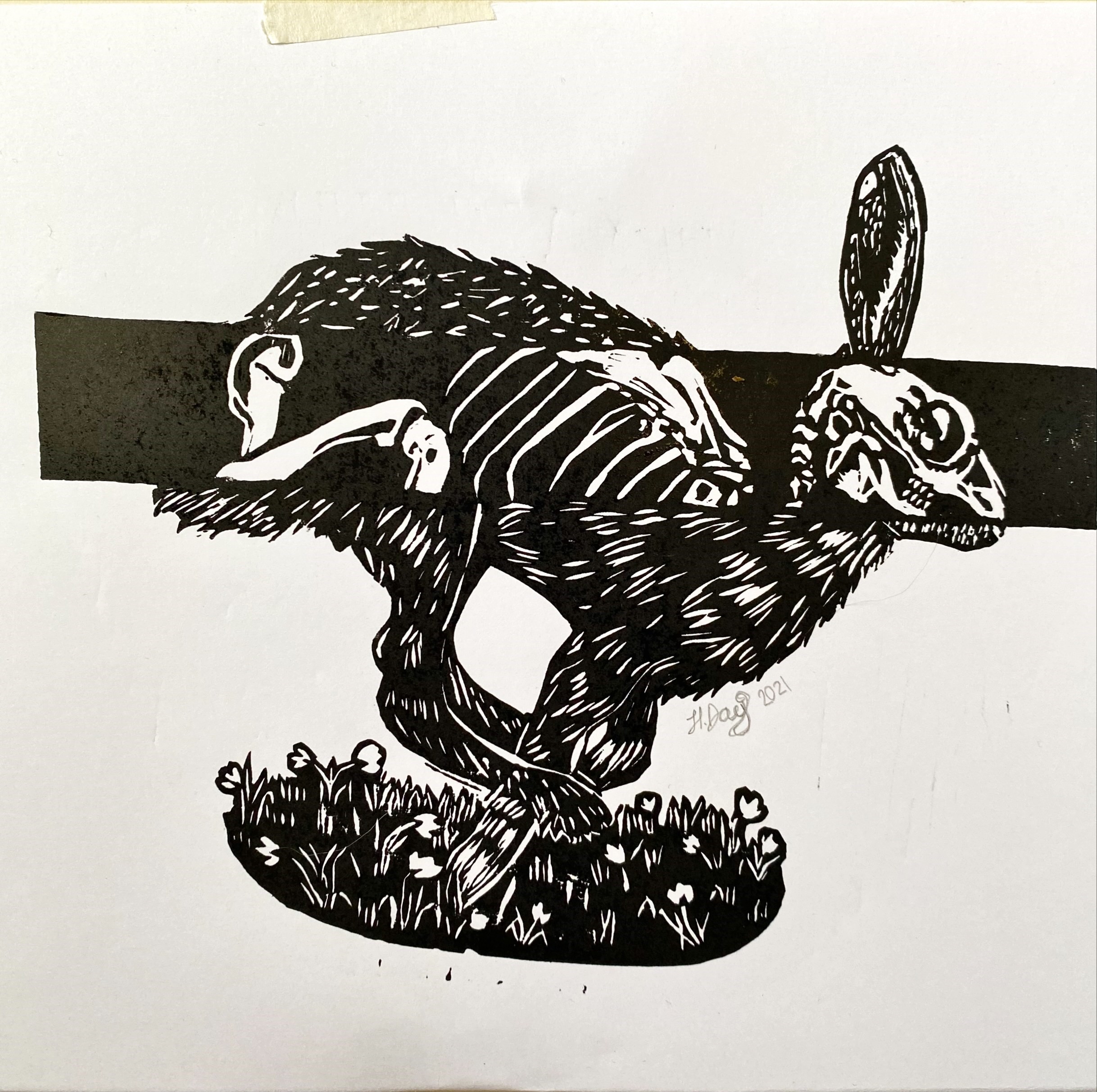 Print – lino print hare